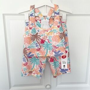 NWT WILDFOX Longline Racer Bra + Biker Shorts Savanna Print Sz SMALL